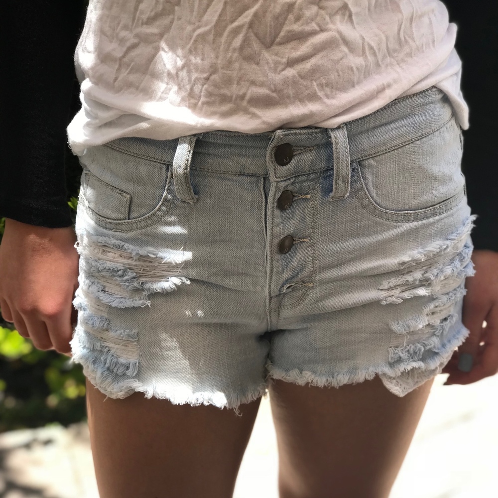 Mossimo Lightwash Denim Ripped Jean Shorts